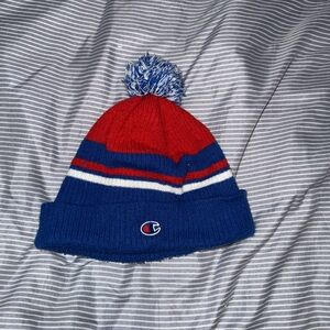 Champion Red and Blue Knit Beanie Hat